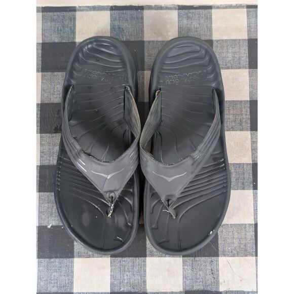 Hoka One One ORA Recovery Flip Flops Black Men's Size 10 - Picture 1 of 15